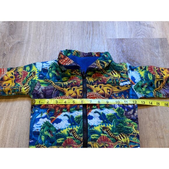 Y2K 90s Toddler Dinosaur All Over Print Fleece Jacket With Colorful Print & Zip- - Picture 4 of 7